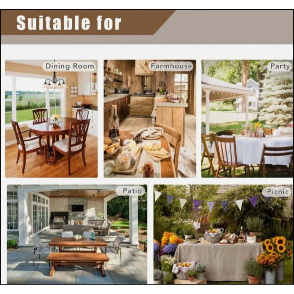 Fitable Nature Faux Linen Tablecloths Rectangle 60 x 84 Inch for 4-6 Foot Tables